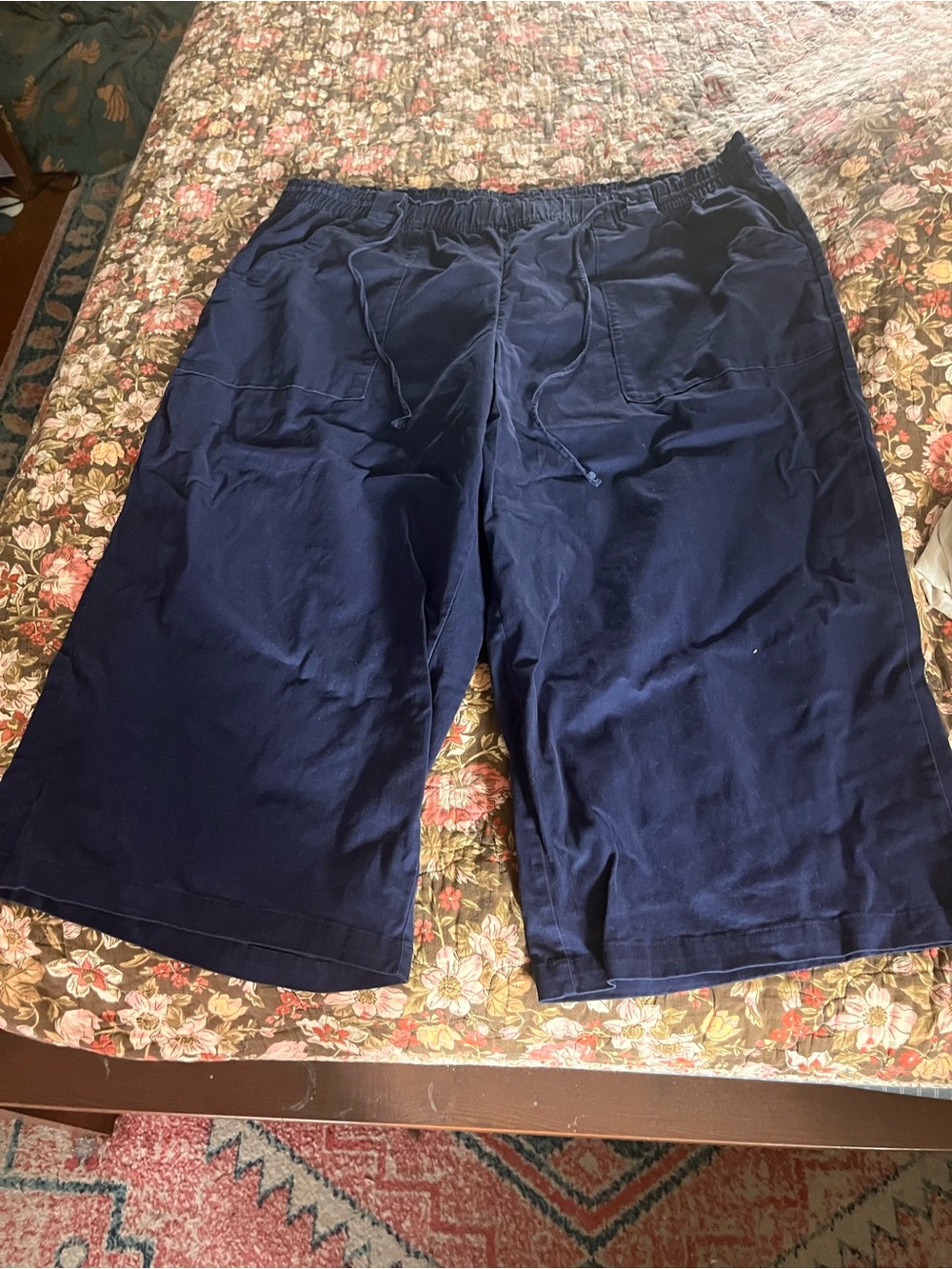 Ava & Viv | 3X | Navy Cropped Wide Leg Pants